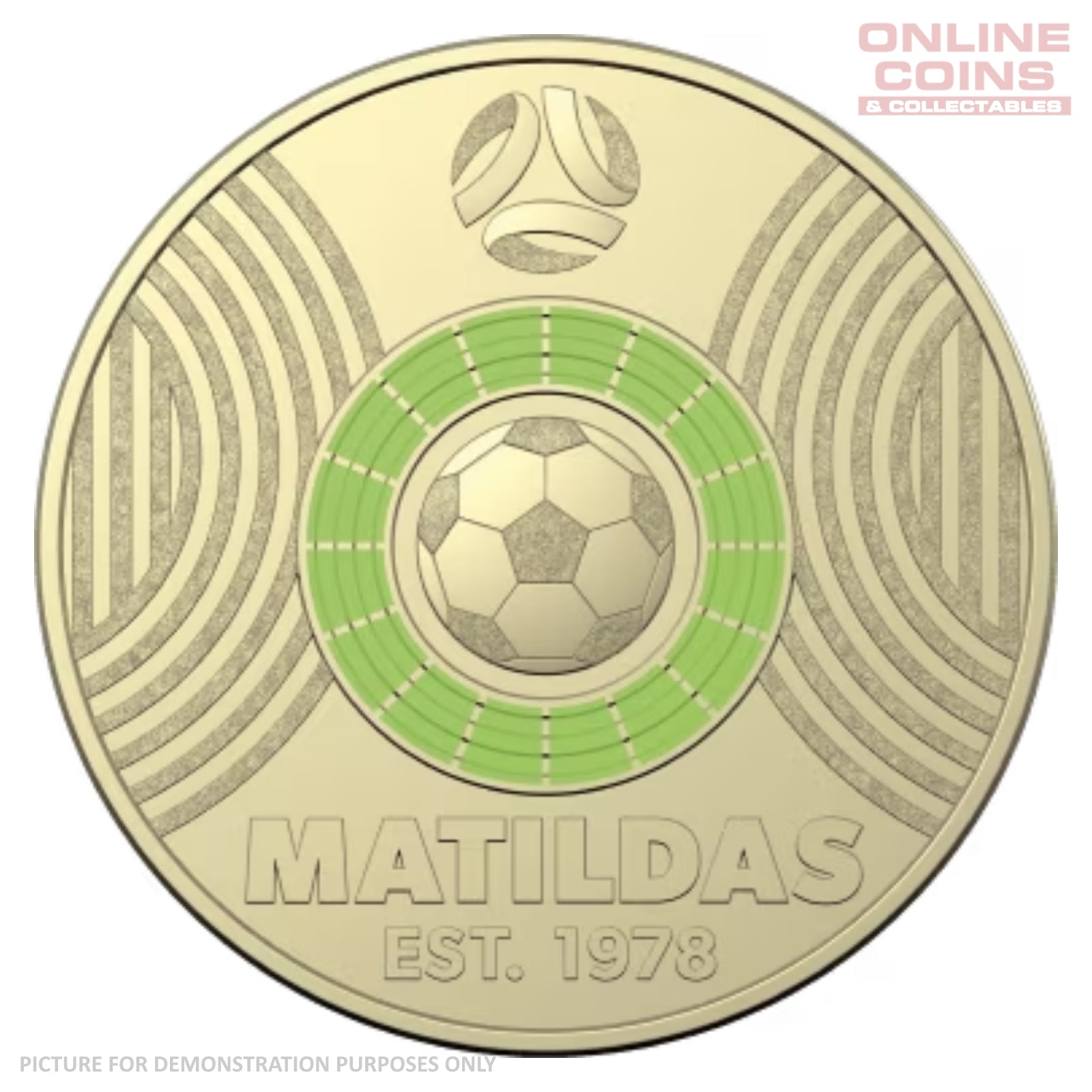2023 $2 Circulated Coloured Coin - Light Green Matilda FIFA Soccer Loose Coin
